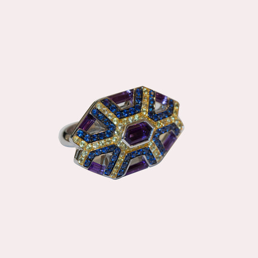Art Deco Hexagonal Cocktail Ring