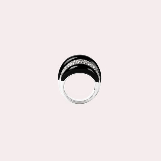 Damiani Spicchi Luna Ring in white Gold & Onyx And Diamond