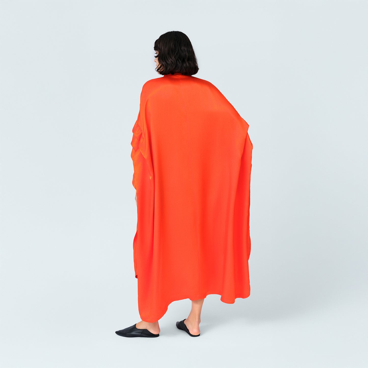 Bright Orange Ruffle-Sleeve Oversized Dress