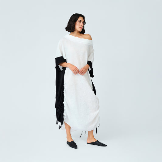 Chic White and Black Versatile Midi Dress