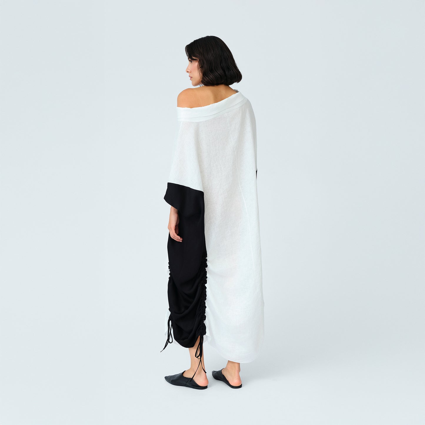 Chic White and Black Versatile Midi Dress
