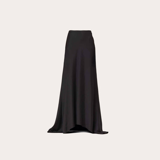 Black Fluid Satin Maxi Skirt