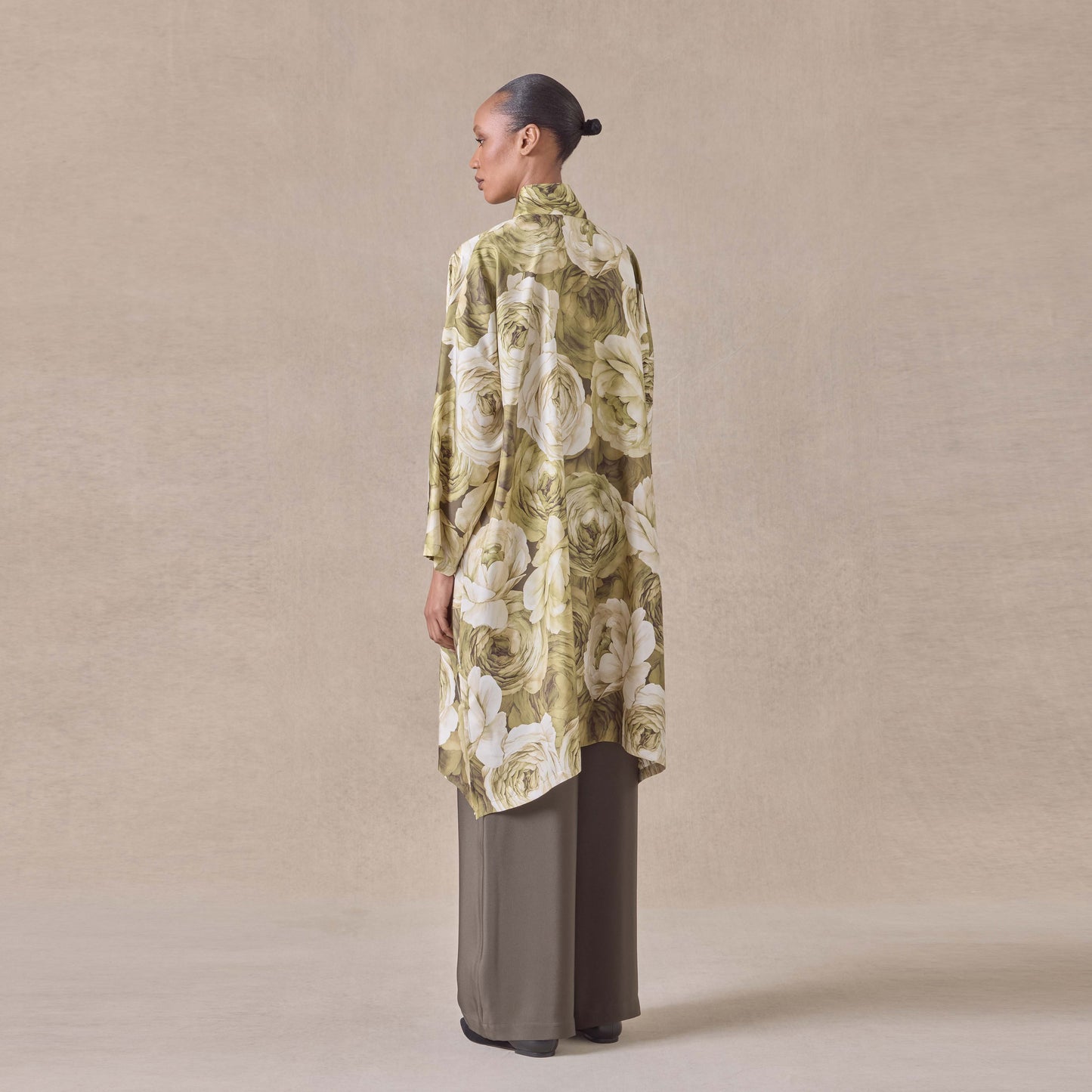 Wide line chinese Collar with long Slits Shirt