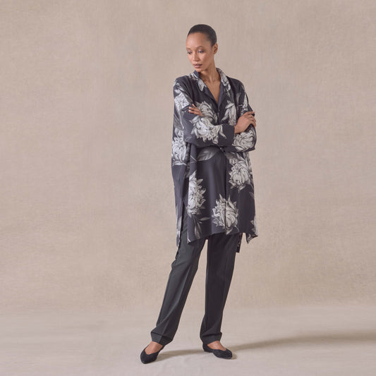 Wide line chinese Collar with long Slits Shirt