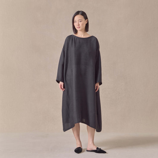 Wide line neck dress