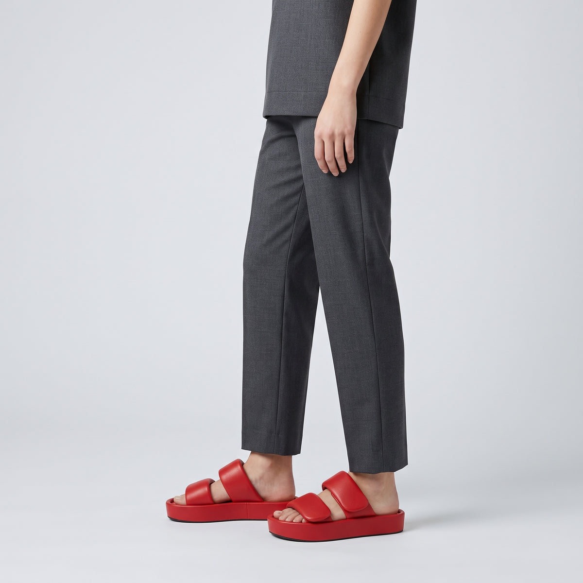 Padded Red Leather Platform Sandals