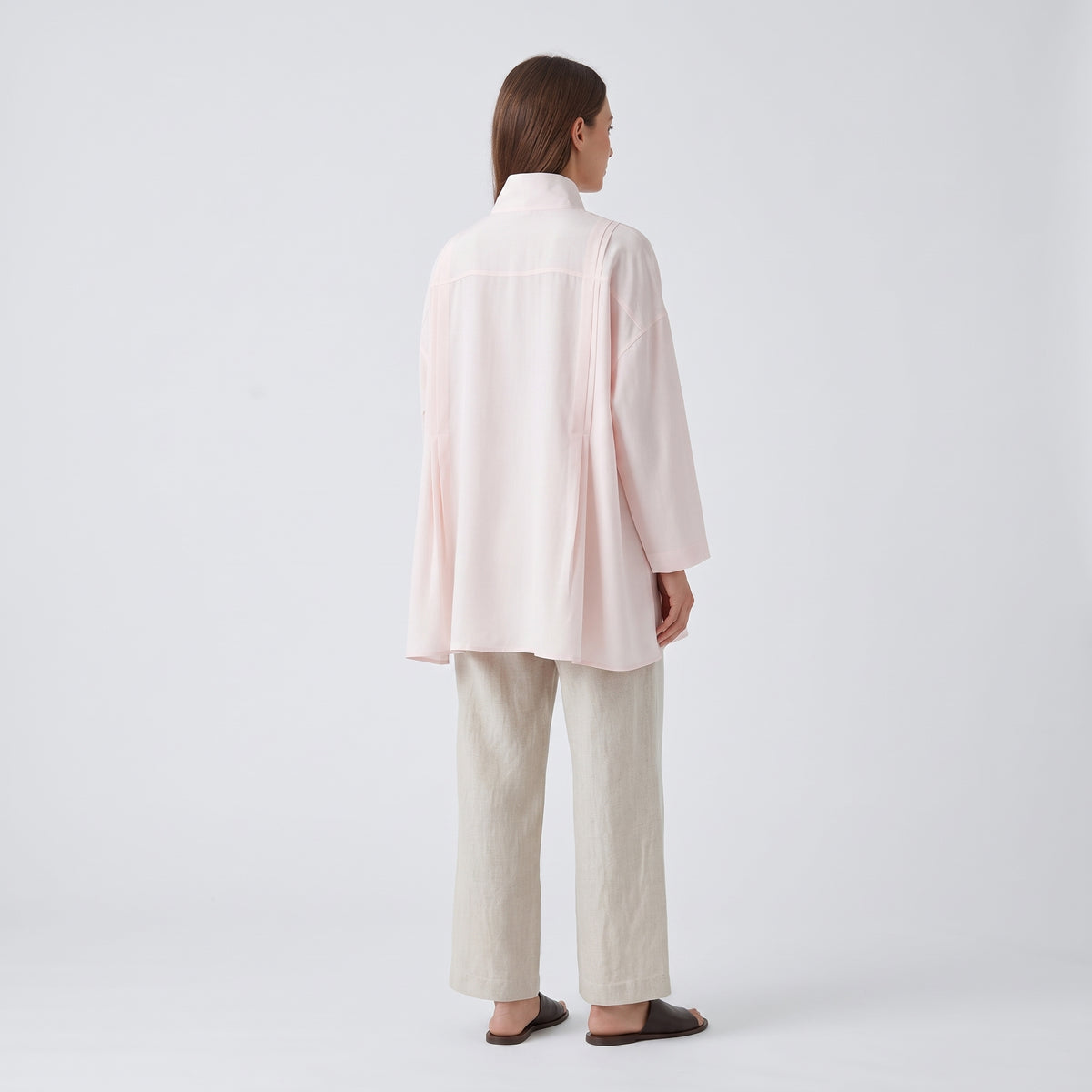 ESKANDAR Light Pink Mandarin Collar Shirt - view 5
