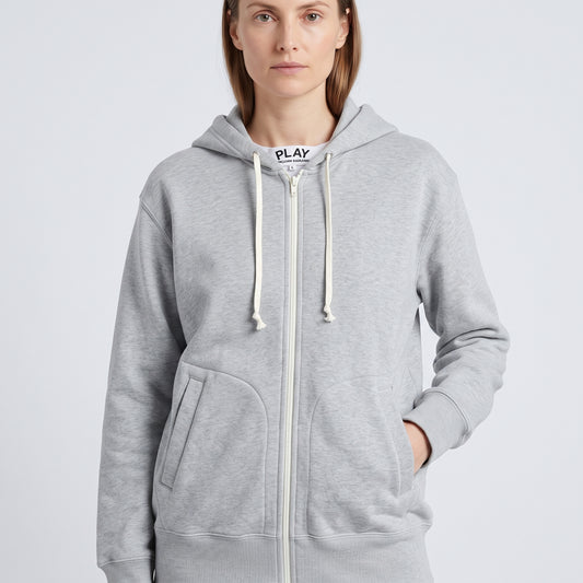 CDG PLAY Classic Grey Zip-Up Hoodie - view 2