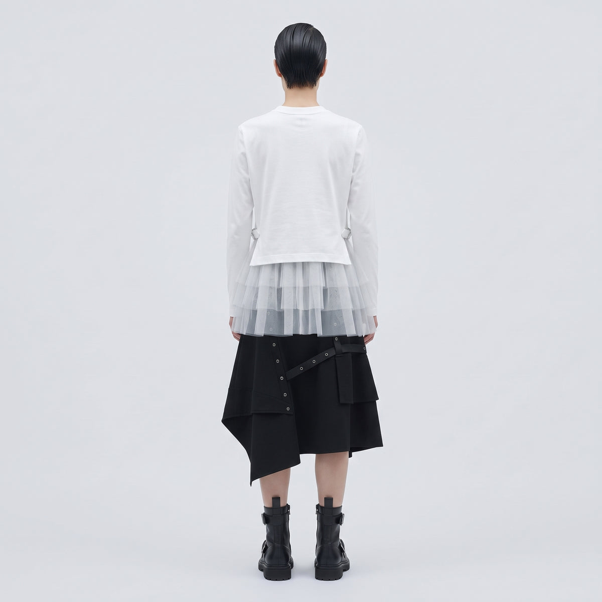 Layered Tulle Long Sleeve Top