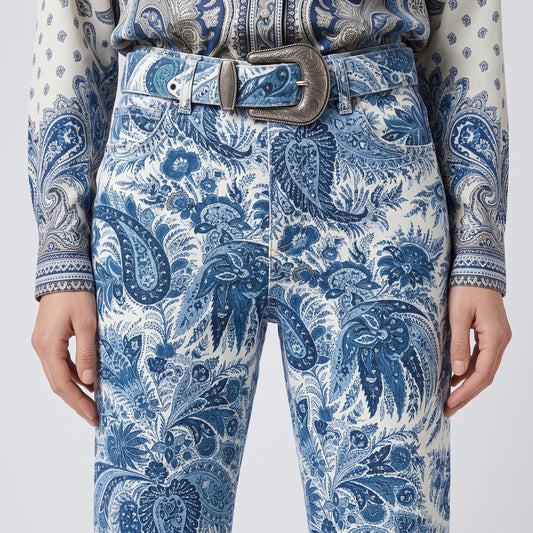 ETRO Paisley Print Denim Jeans - view 2