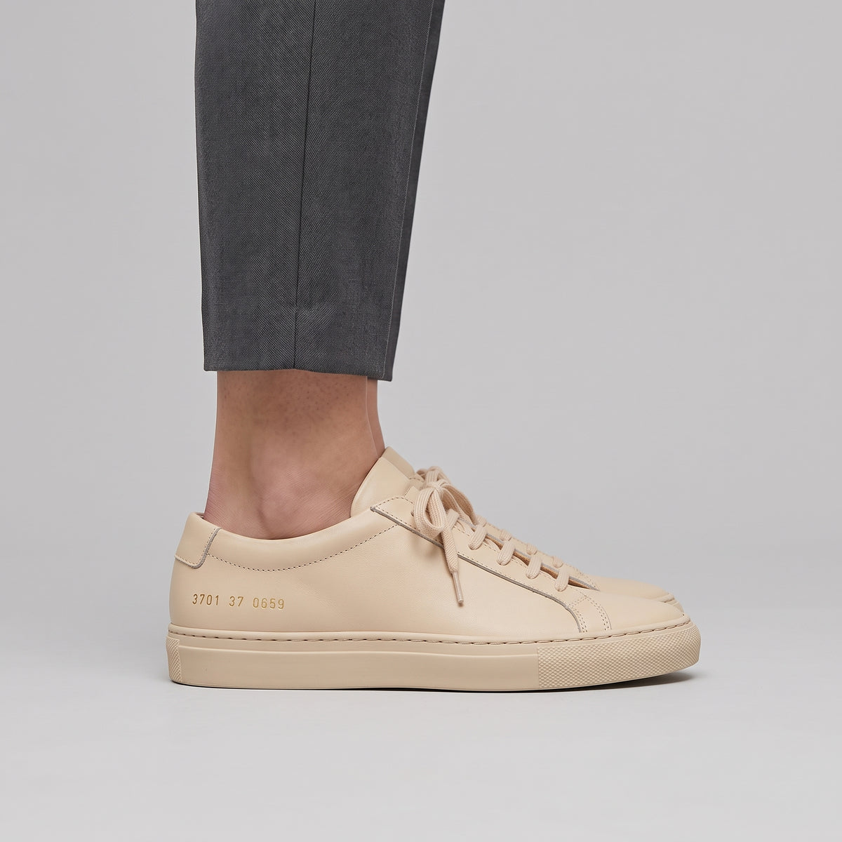 Minimalist Nude Leather Sneakers