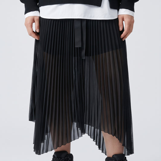 Asymmetric Pleated Midi Skirt