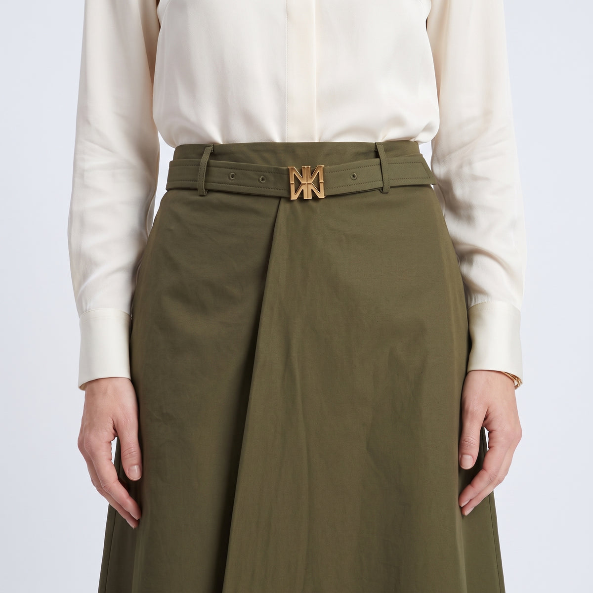 NATAN Belted Olive Green Midi Skirt - view 6
