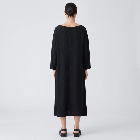 Asymmetric Paneled Black Dress