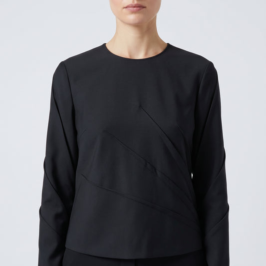 ALBERTA FERRETTI Elegant Pleated Black Top - view 2