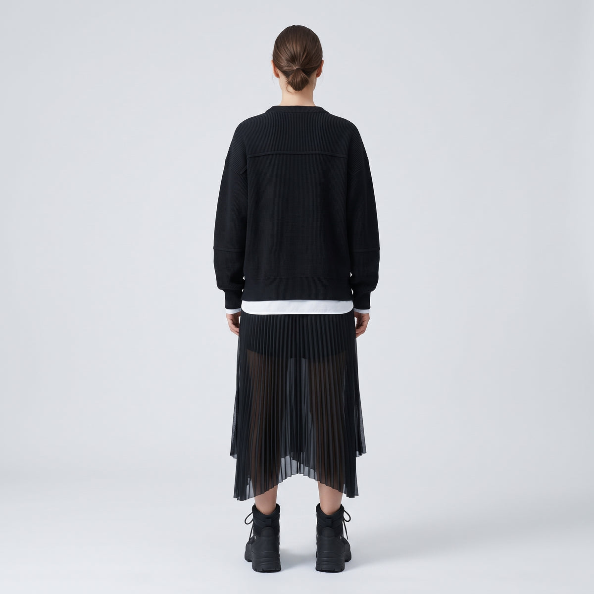 Asymmetric Pleated Midi Skirt