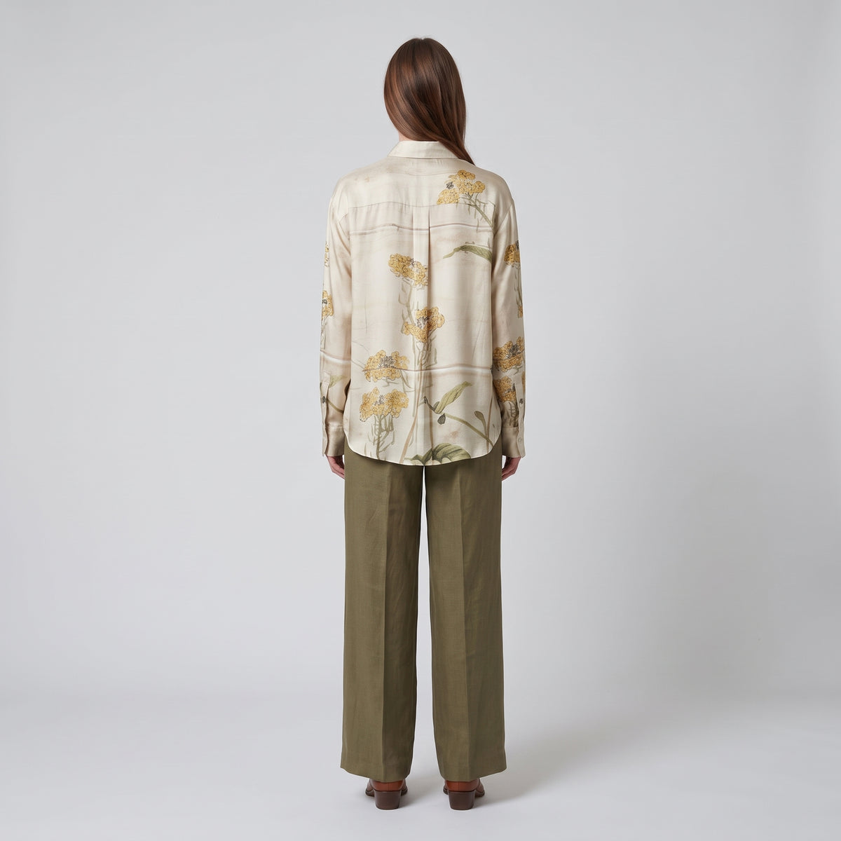 PIERRE LOUIS MASCIA Yellow Floral Print Silk Shirt - view 5
