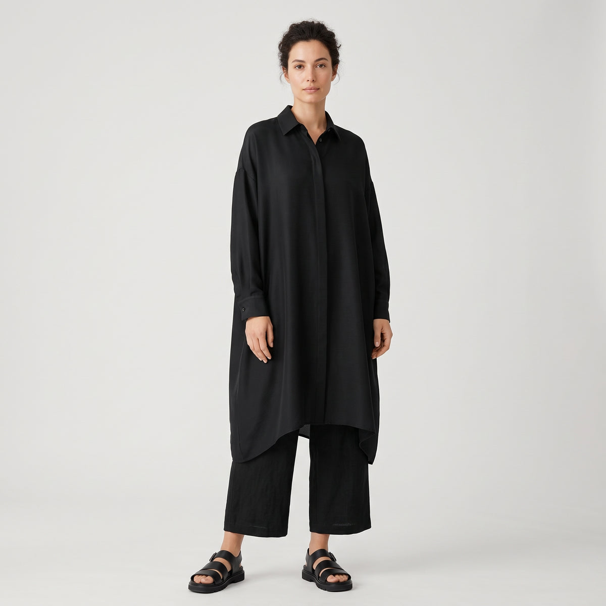 Oversized Longline Black Shirt