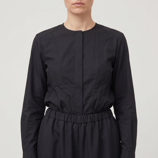 Wide-Leg Elasticated Black Trousers