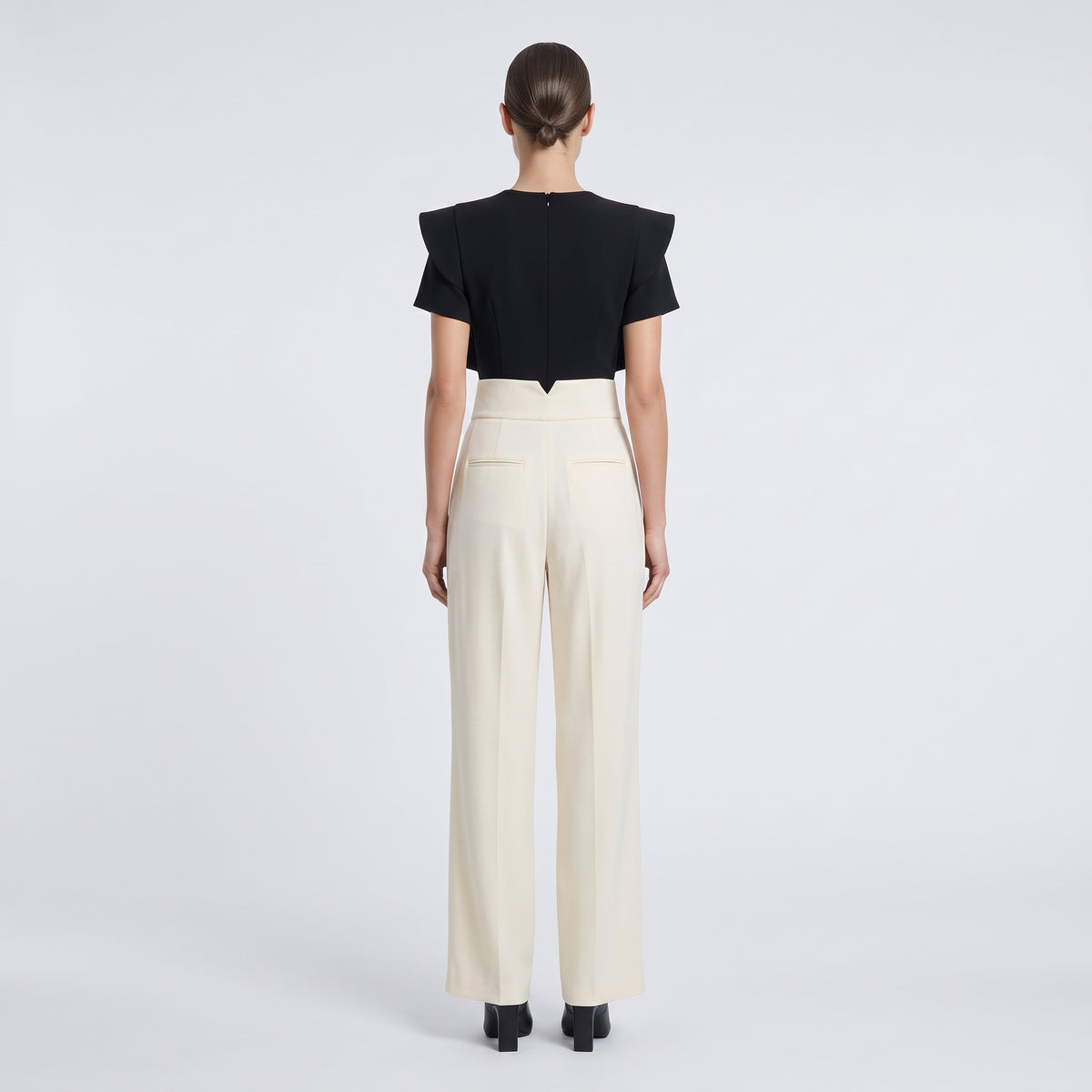 High-Waisted Pleated Tailored Trousers