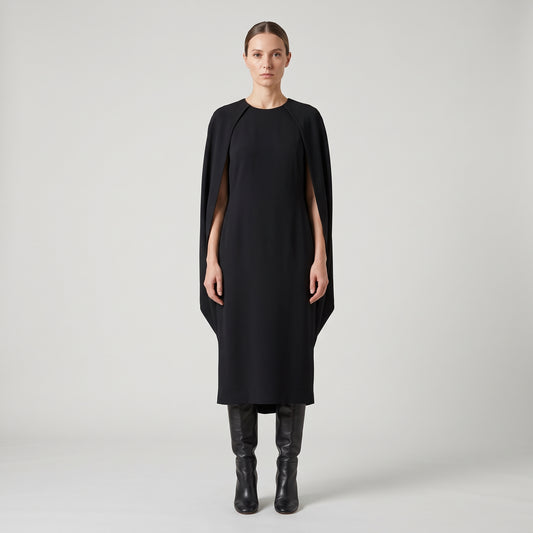 ALBERTA FERRETTI Elegant Black Cape Shift Dress - view 3