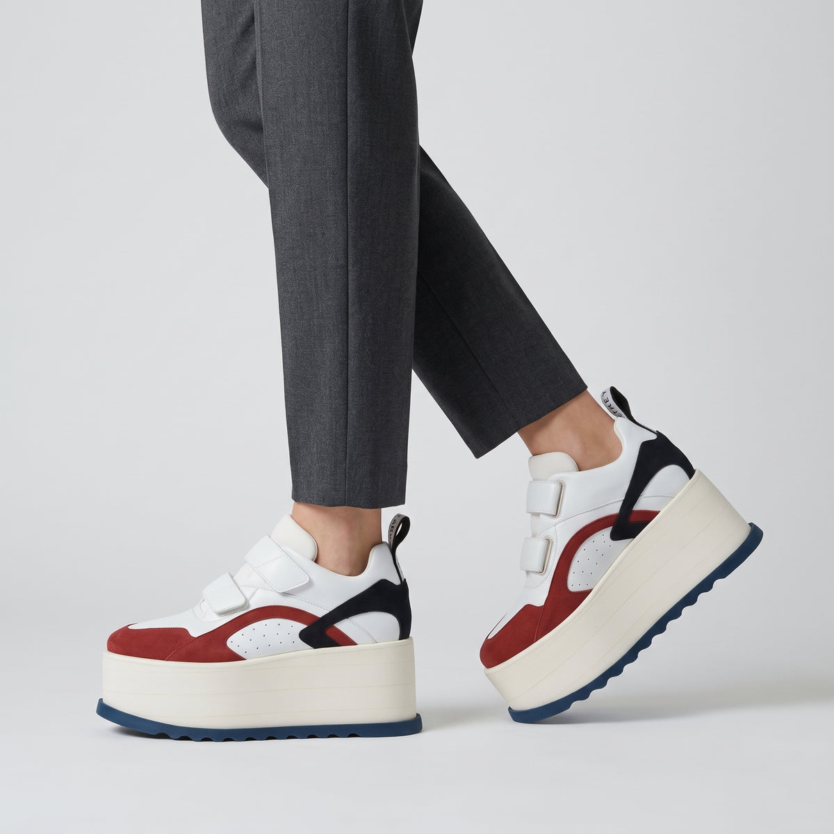 Colorblock Platform Strap Sneakers