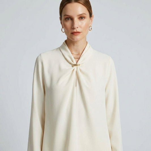 Elegant Draped Keyhole Blouse