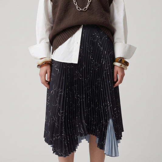 PLAN C Asymmetric Pleated Midi Skirt - view 2
