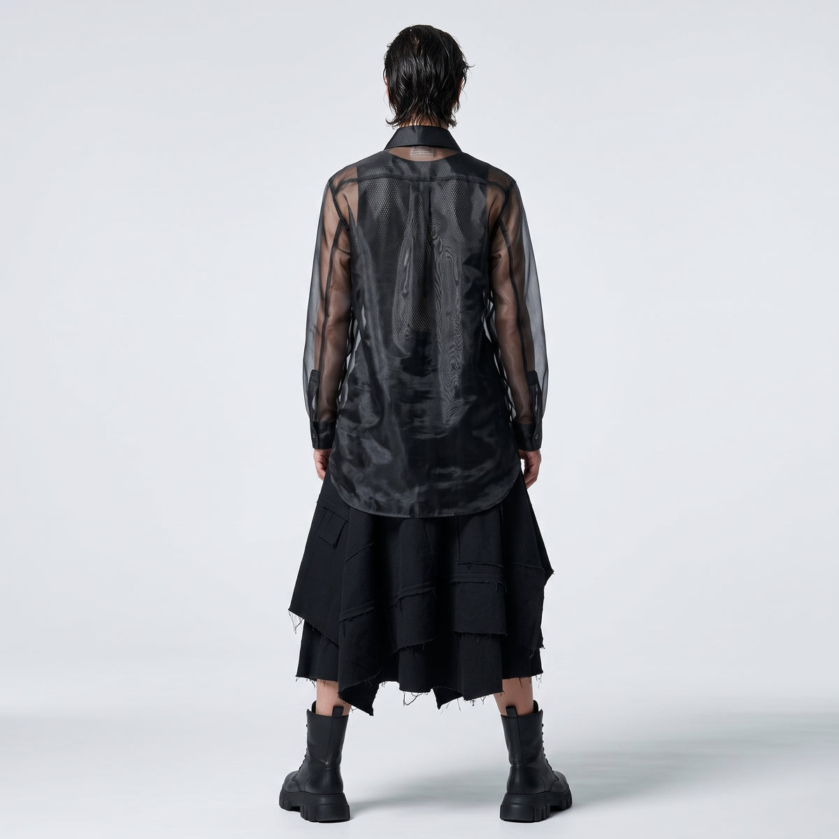 COMME DES GARCONS Sheer Black Button-Up Shirt - view 5