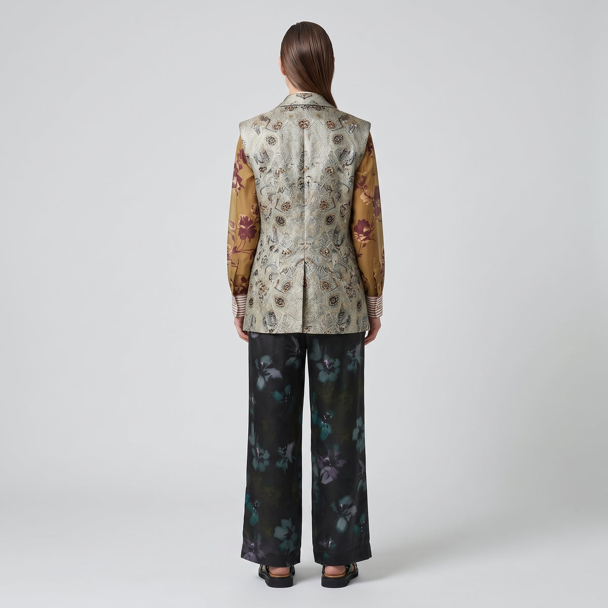 Floral Print Fluid Wide-Leg Pants