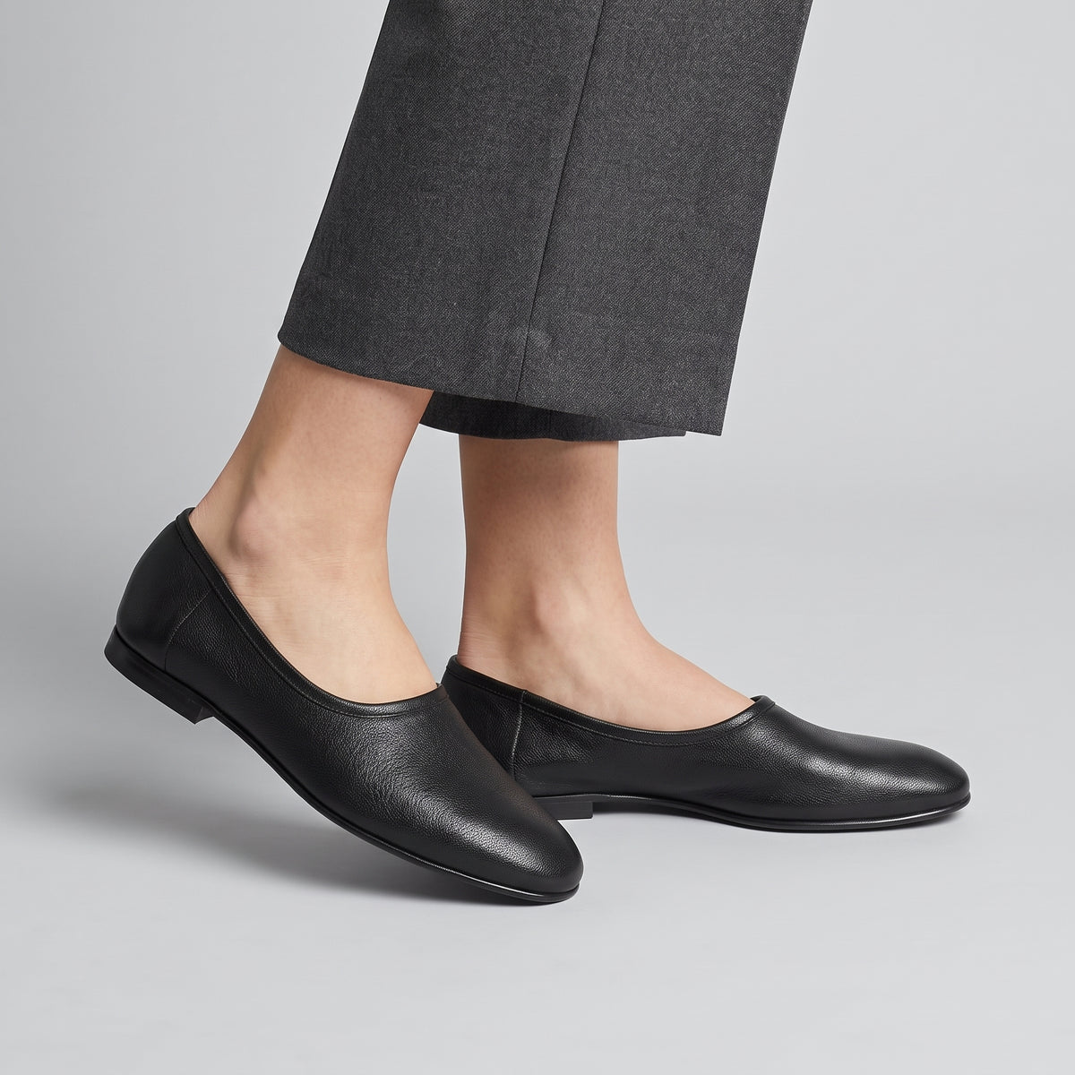 Minimalist Black Leather Slip-Ons