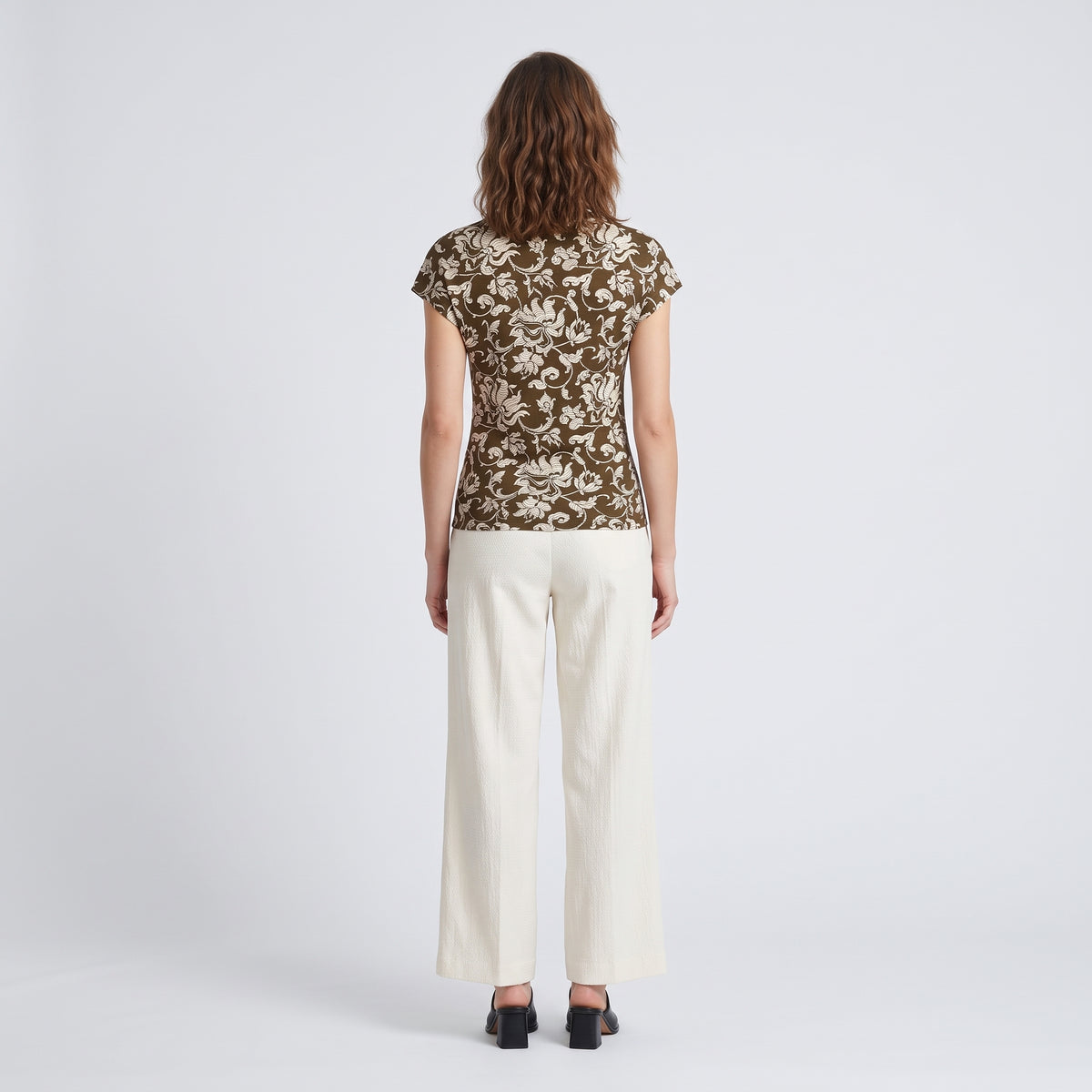 French Lily Floral Cap-Sleeve Top