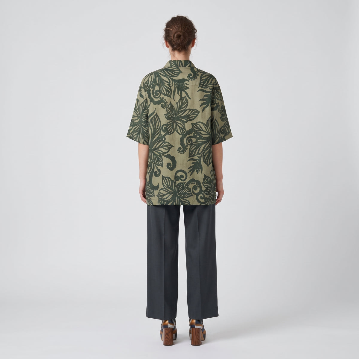 Khaki Floral Short Sleeve Shirt