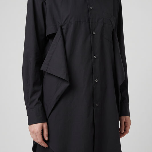 Black Drape Panel Cotton Shirt