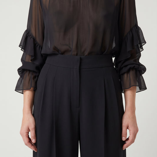 Pleated Wide-Leg Trousers
