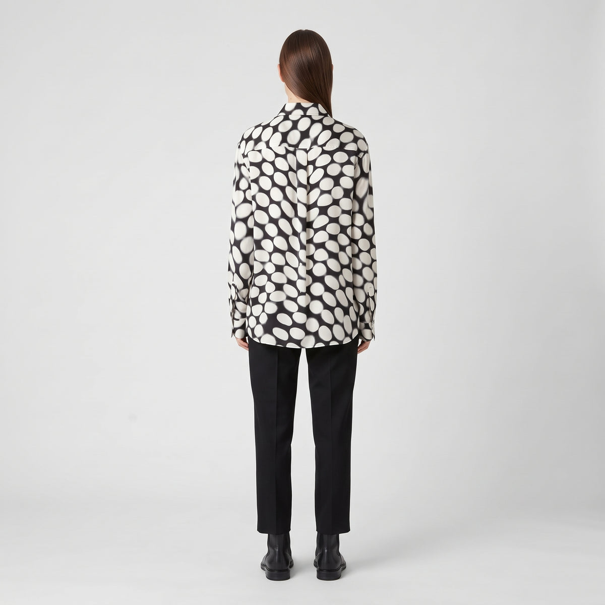 Abstract Print Silk Button-Down