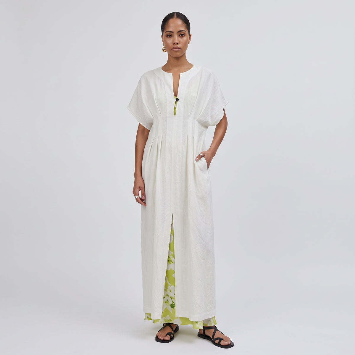 Kimberly Pleated Cotton Midi Dress