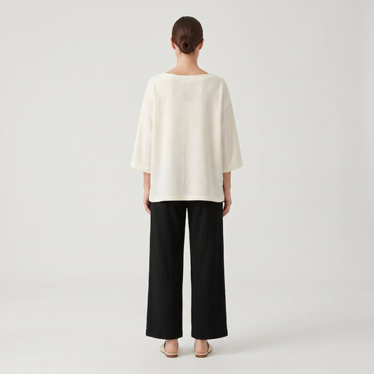 Textured Boatneck Boxy Top
