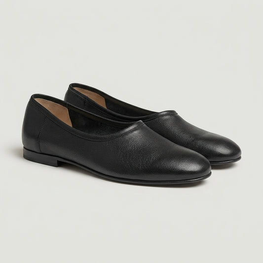 Minimalist Black Leather Slip-Ons