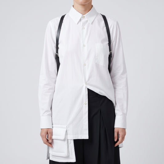 White Cargo Pocket Long Shirt