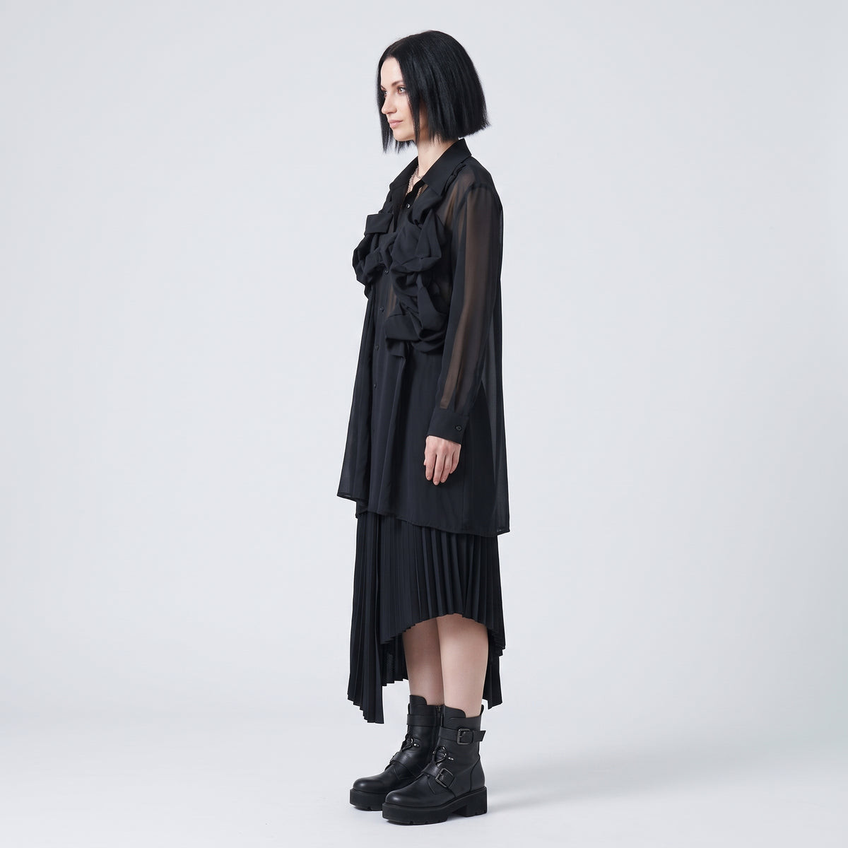 Sheer Ruffled Avant-Garde Shirt