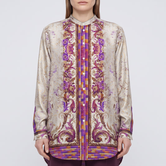 PIERRE LOUIS MASCIA Floral Print Mandarin Collar Shirt - view 2