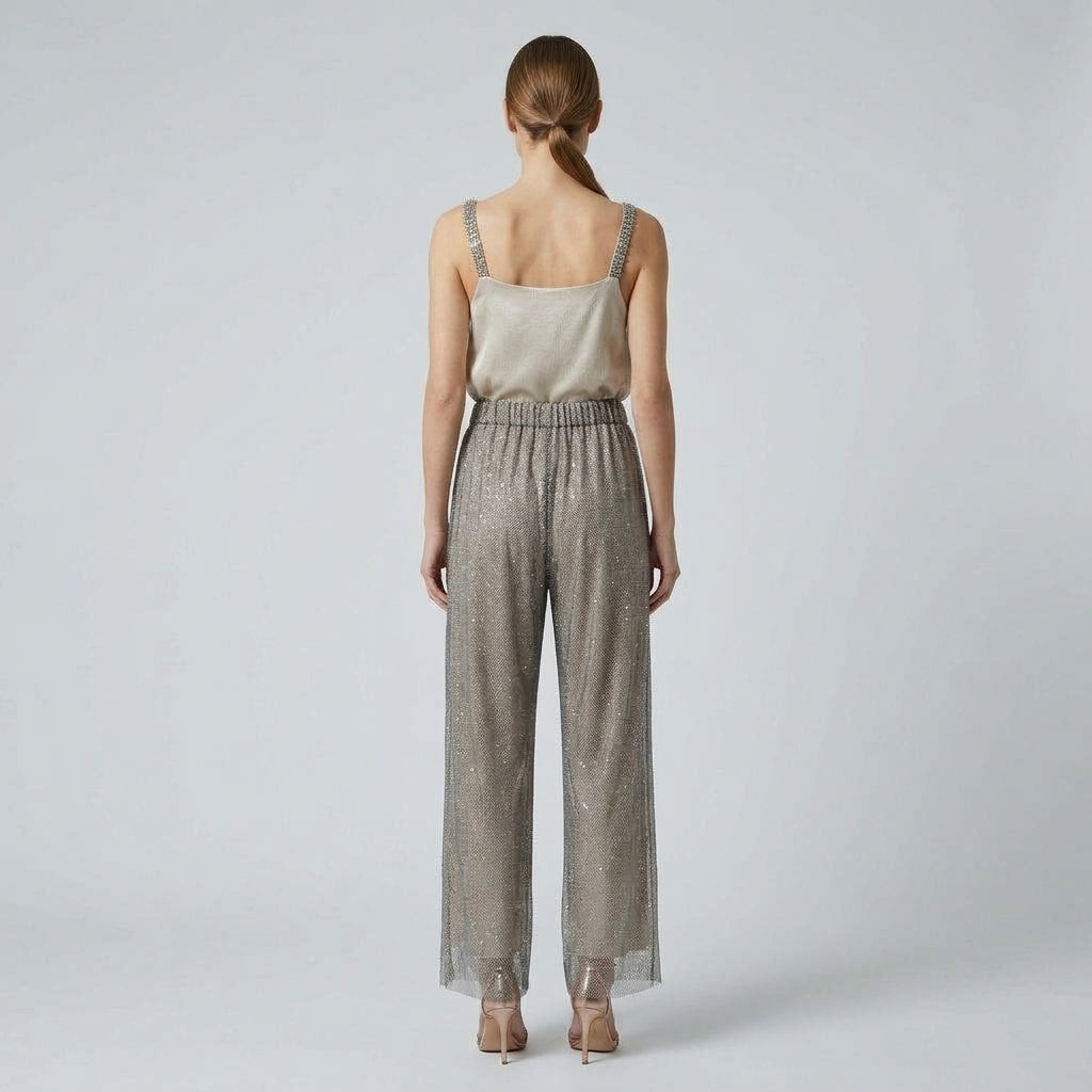 Shimmering Grey Mesh Trousers