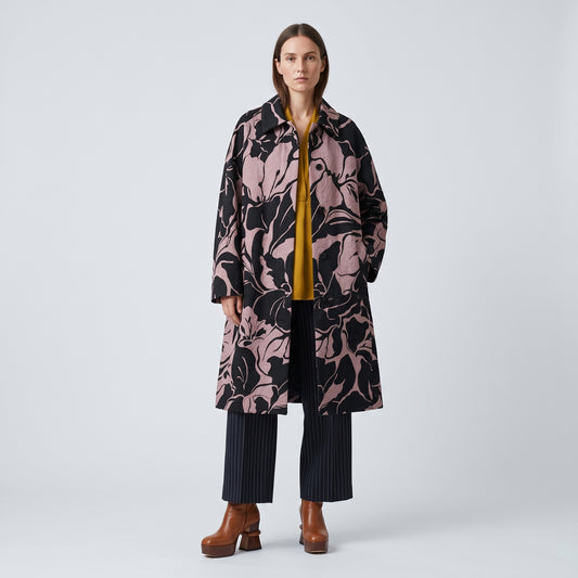 Floral Jacquard Oversized Coat