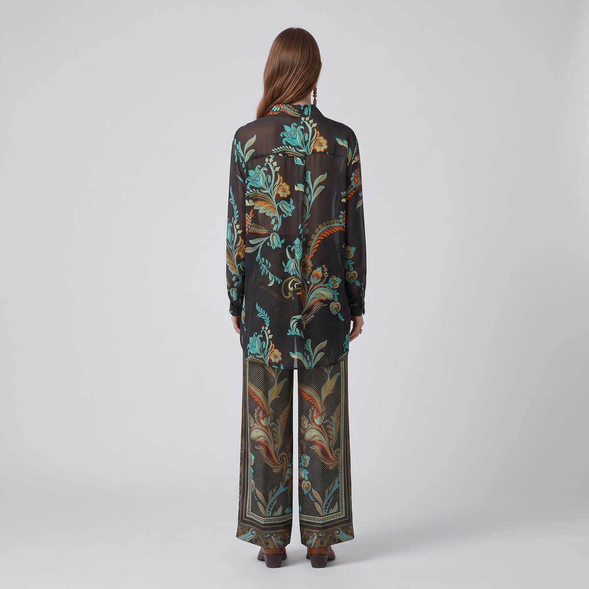 ETRO Black Floral Sheer Silk Shirt - view 5