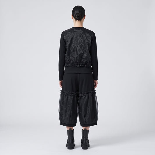 Ruffled Panel Knit Cardigan