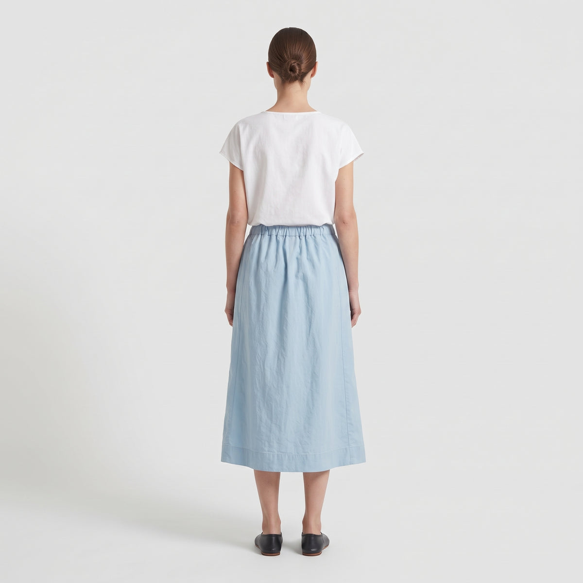 Sky Blue Cotton Midi Skirt