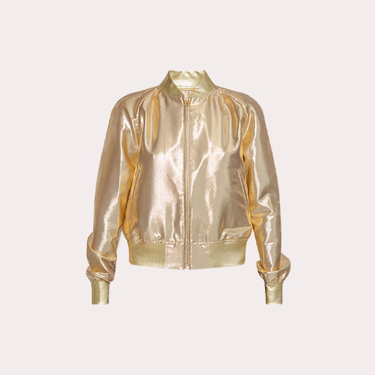 Metallic Effect Bomber Jacket