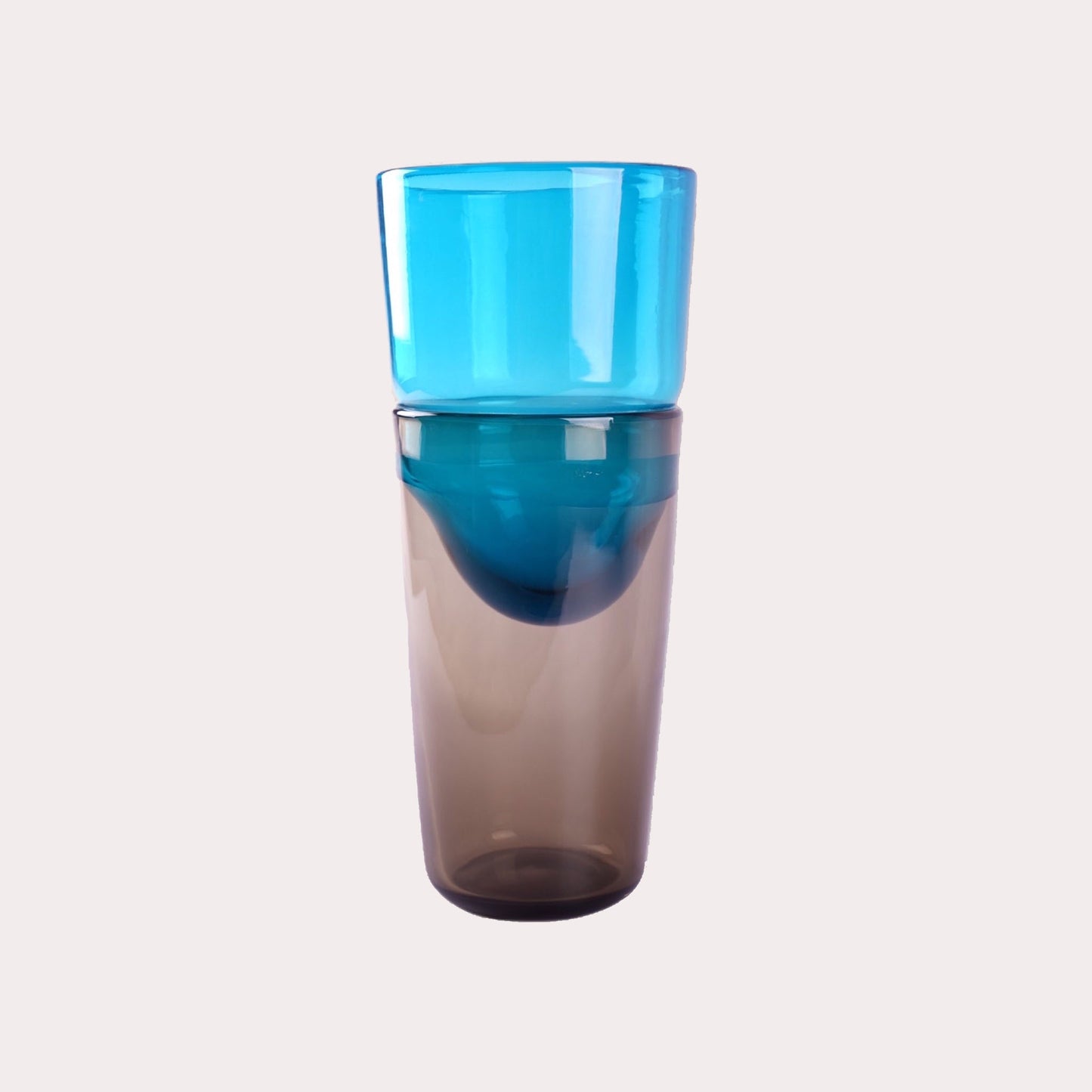 مزهرية زجاجية بلونين