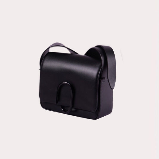 Leather Shoulder Bag With Paper Clip Detail